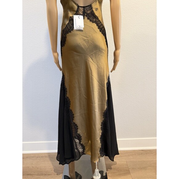 NWT Zara Combination Satin Lace Asymmetric Slip Dress Beige Gold Size S Small - Picture 10 of 16